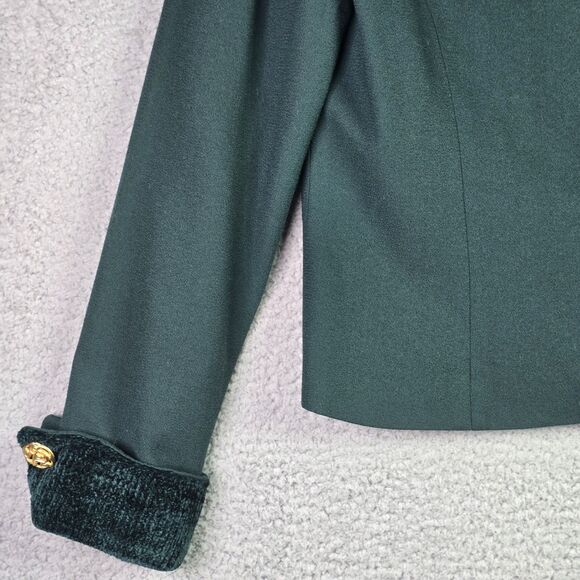 Richard Warren Wool Blazer Small Green Chenille Collar Cuffs Vintage Size 6-8 - Picture 14 of 16